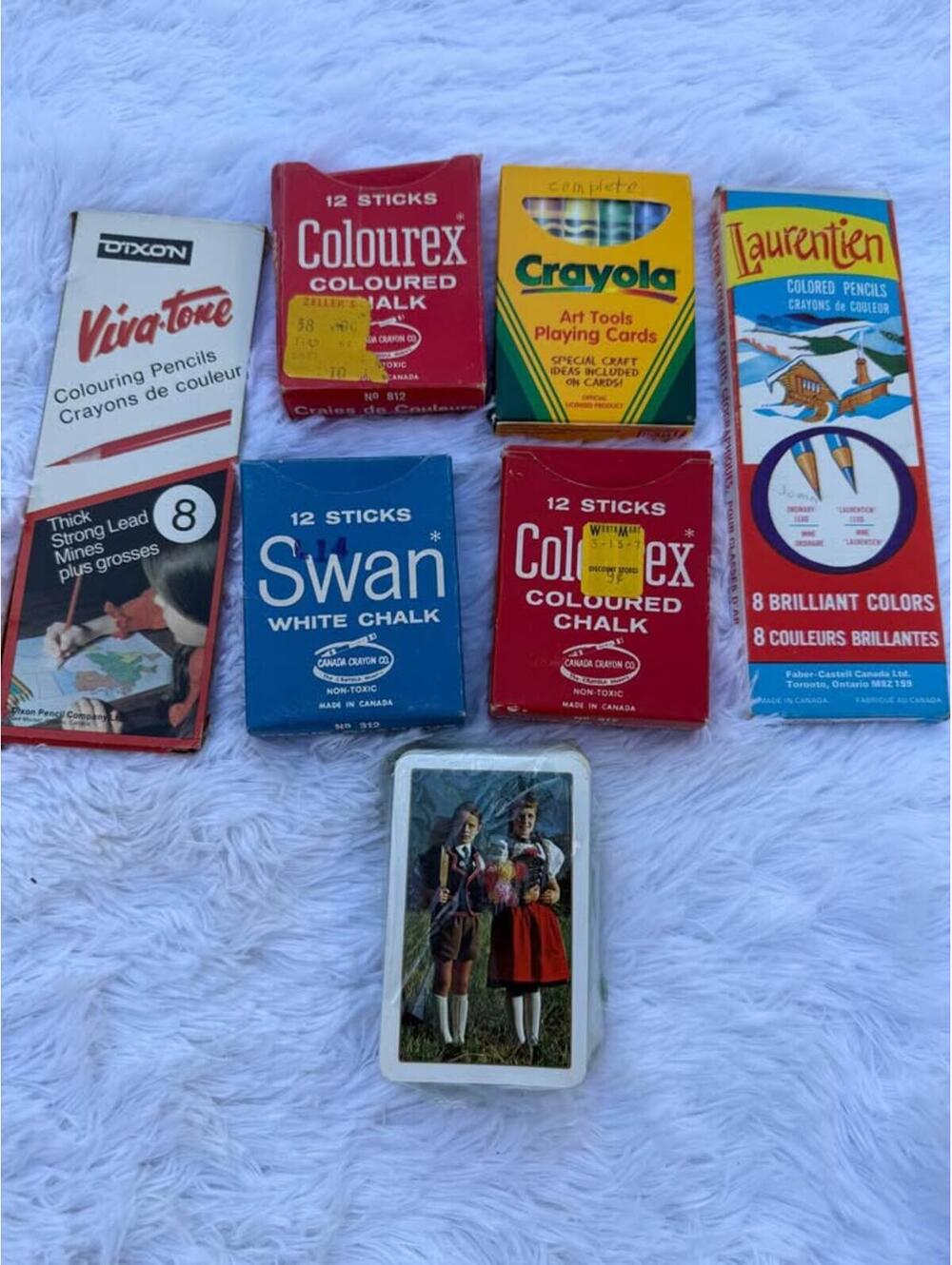 Vintage Art Supplies & Playing Cards Lot - Laurentien etc